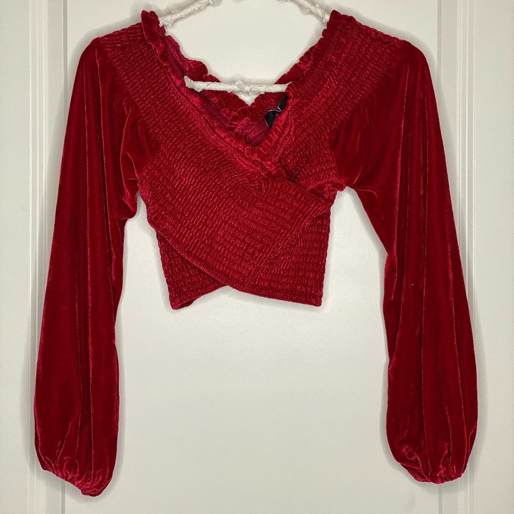 Vici Red Long Sleeve Crop Top